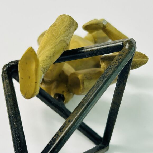 Wooden Jointed Artist Figure Sitting on Metal Stand Modern Figurine Decor 10" - Picture 6 of 7